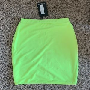 PrettyLittleThing Neon Yellow Bodycon Skirt